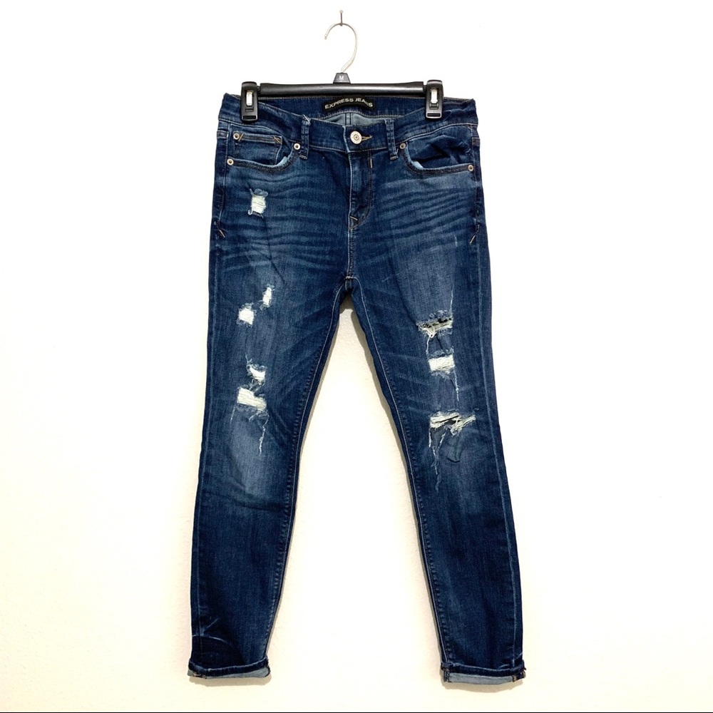 Express denim mid rise leggings jeans 8 short